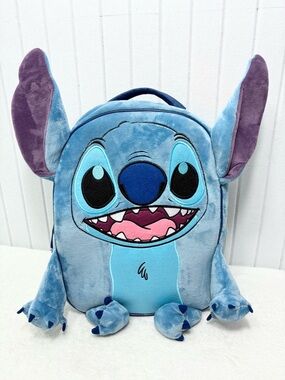 Disney's Stitch Backpack 16 Inch, Plush School Bookbag with 3D